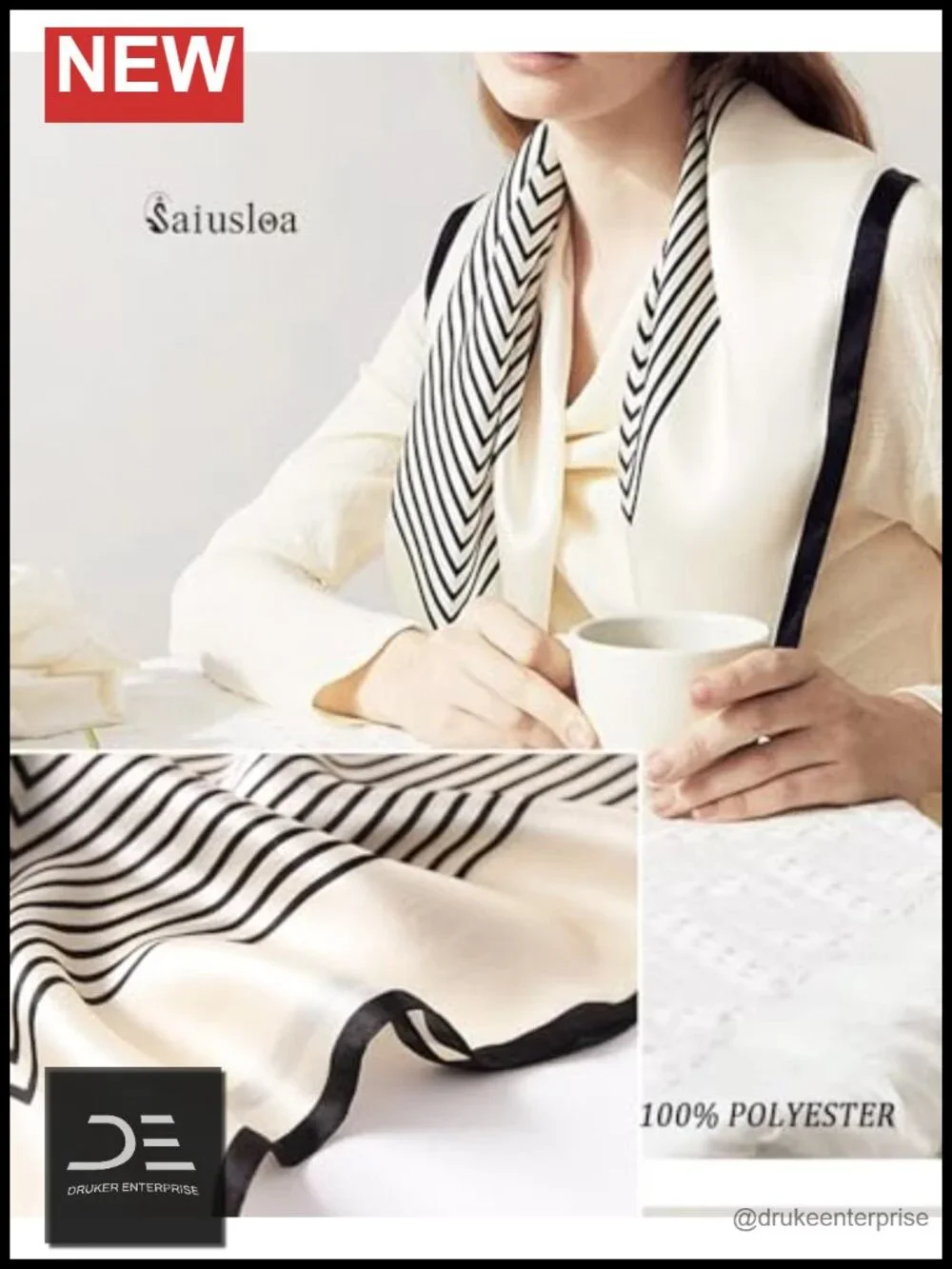 Polyester Satin Square Neck Scarf Head Scarf Bandana Lightweight